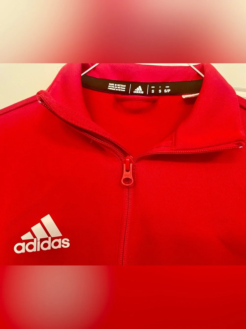 Adidas Men’s Red Quarter-Zip Track Pullover, Size S